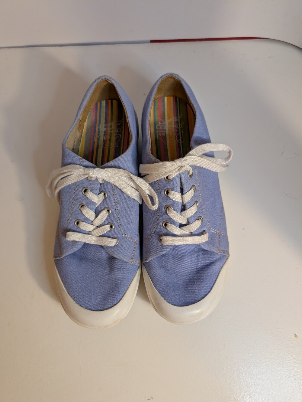 Light Blue Canvas Lace-Up Sneakers - Picture 2 of 10